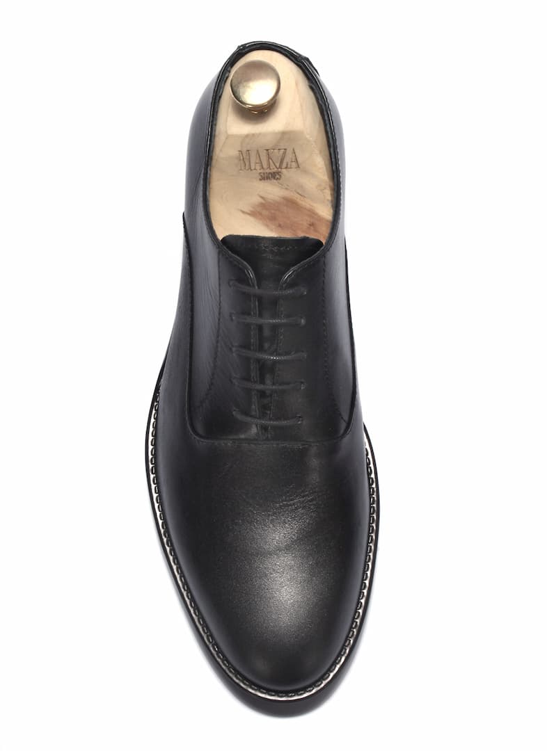 Oksfordy Męskie Skórzane Czarne John - obrazek 4