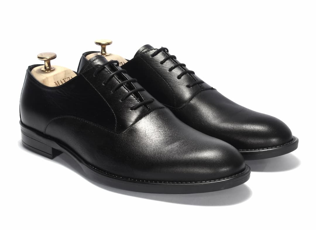 Oksfordy Męskie Skórzane Czarne John