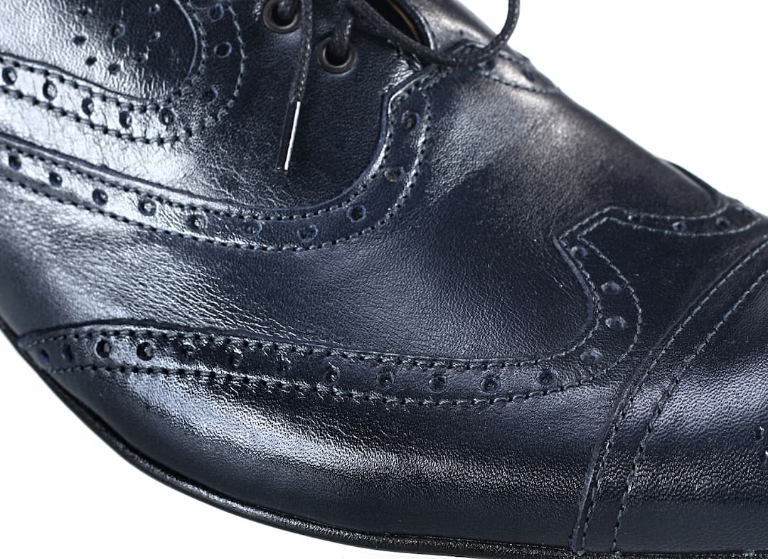 Eleganckie Męskie Obuwie Skórzane - Granatowy WYPRZEDAŻ - obrazek 4