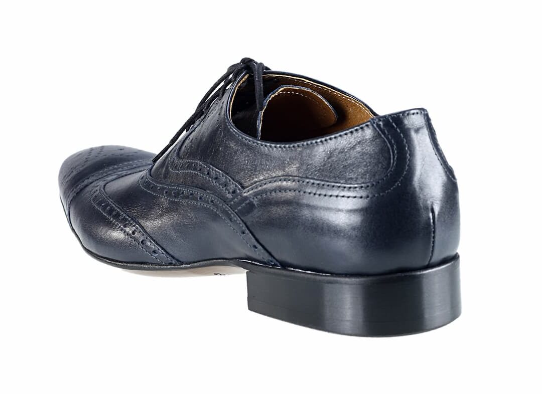 Eleganckie Męskie Obuwie Skórzane - Granatowy WYPRZEDAŻ - obrazek 3