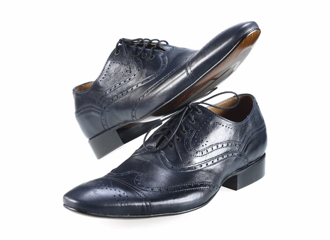 Eleganckie Męskie Obuwie Skórzane - Granatowy WYPRZEDAŻ