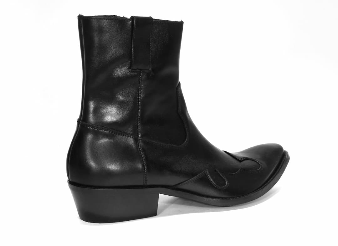 Kowbojki Męskie Skórzane Czarne Billy - obrazek 3