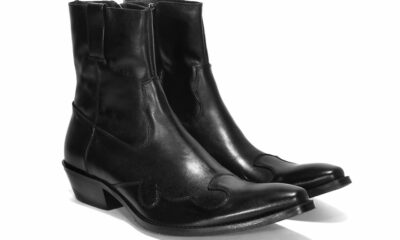 Kowbojki Męskie Skórzane Czarne Billy