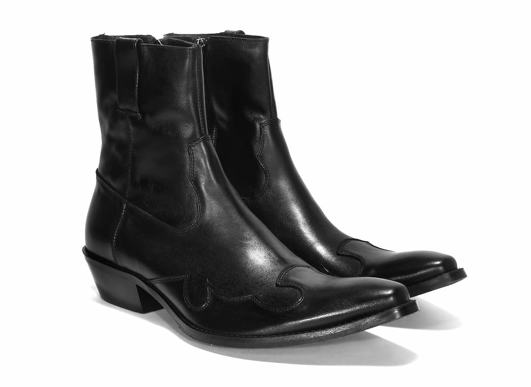 Kowbojki Męskie Skórzane Czarne Billy