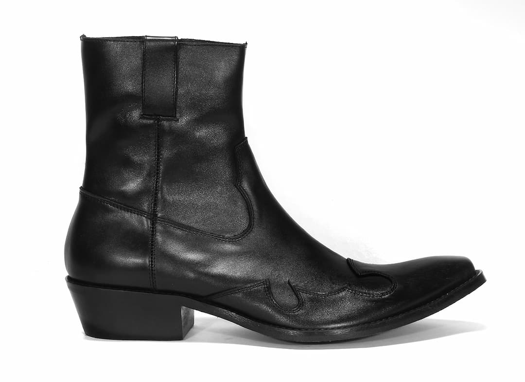 Kowbojki Męskie Skórzane Czarne Billy - obrazek 2