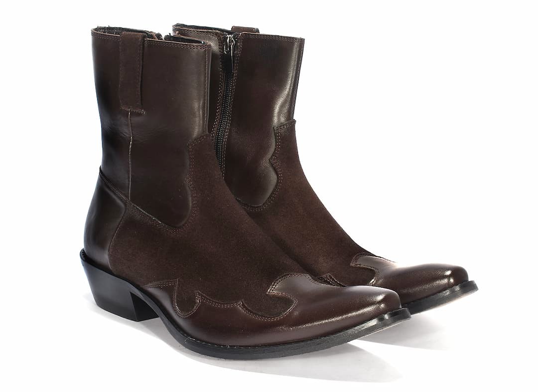 Kowbojki Męskie Skórzane Brązowe Billy