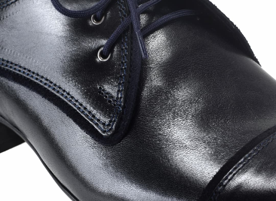 Eleganckie Męskie Obuwie Skórzane - Granatowy WYPRZEDAŻ - obrazek 4