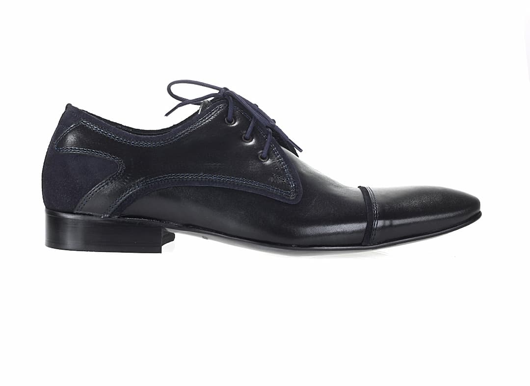 Eleganckie Męskie Obuwie Skórzane - Granatowy WYPRZEDAŻ - obrazek 2