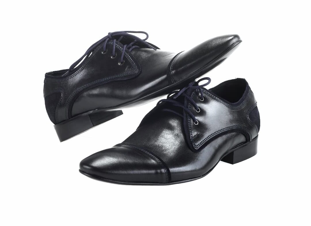 Eleganckie Męskie Obuwie Skórzane - Granatowy WYPRZEDAŻ