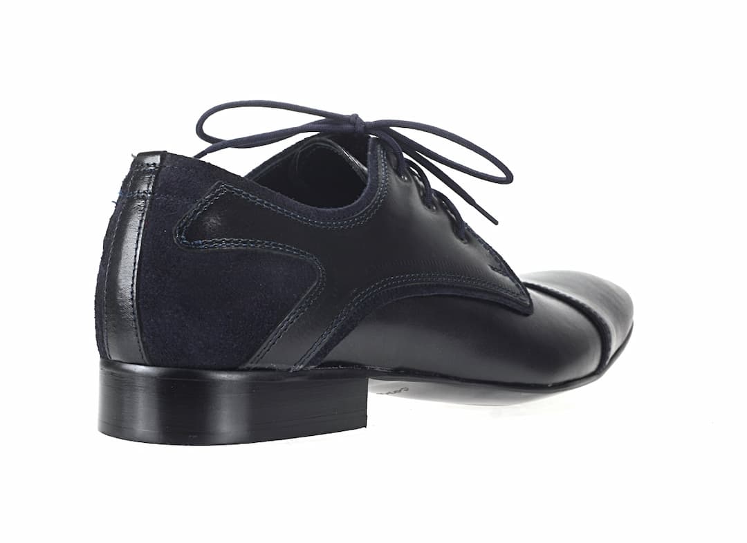 Eleganckie Męskie Obuwie Skórzane - Granatowy WYPRZEDAŻ - obrazek 3