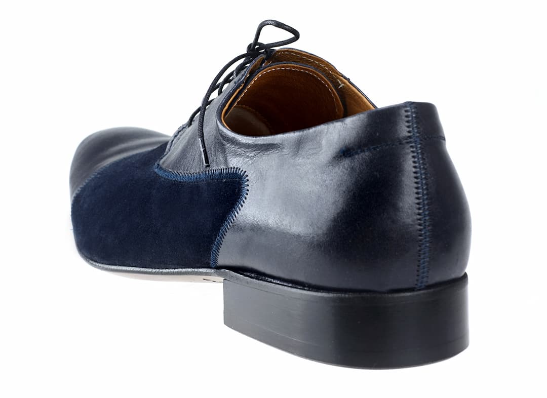 Eleganckie Męskie Obuwie Skórzane - Granatowy WYPRZEDAŻ - obrazek 3