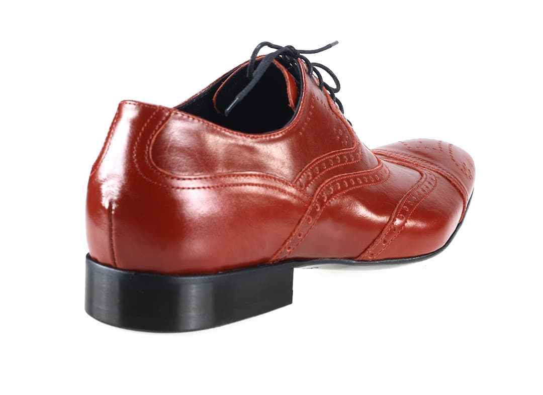 Eleganckie Męskie Obuwie Skórzane - Czerwony WYPRZEDAŻ - obrazek 3