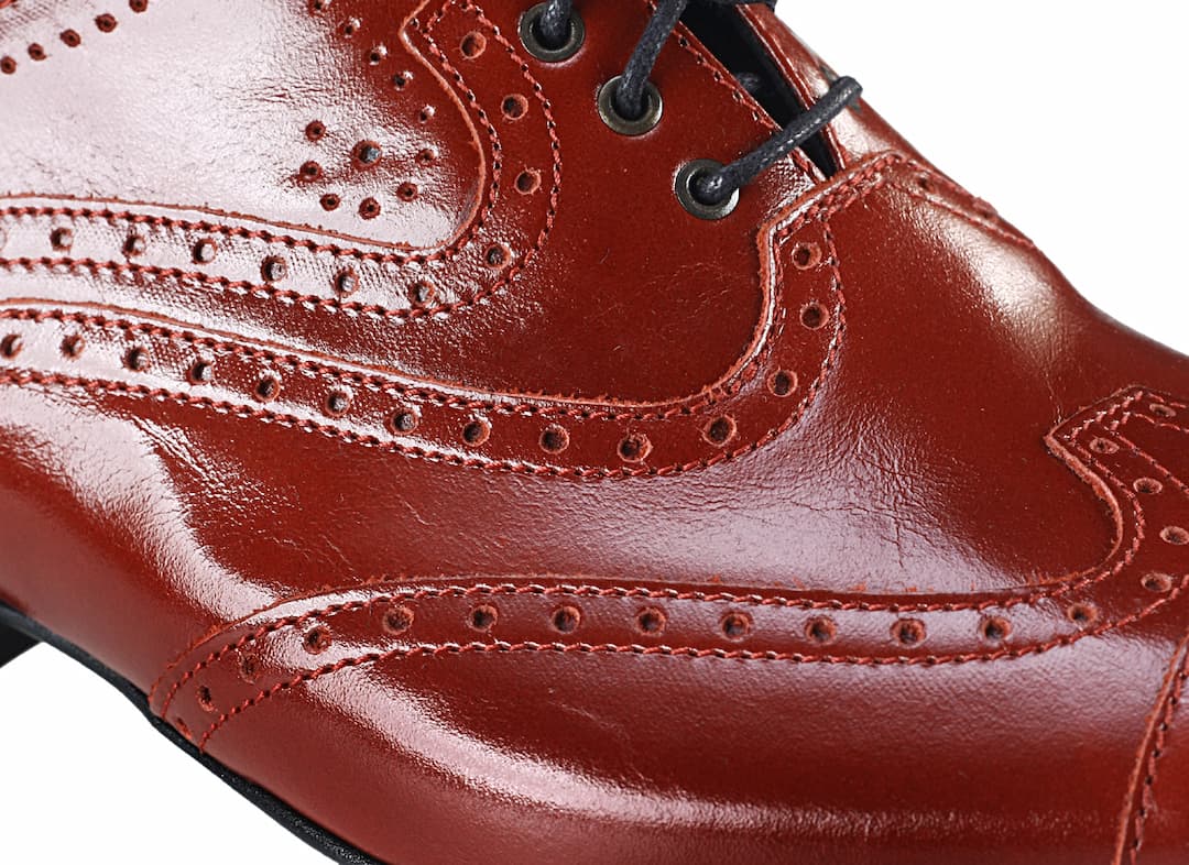 Eleganckie Męskie Obuwie Skórzane - Czerwony WYPRZEDAŻ - obrazek 4