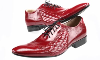 Eleganckie Męskie Obuwie Skórzane - Czerwony WYPRZEDAŻ