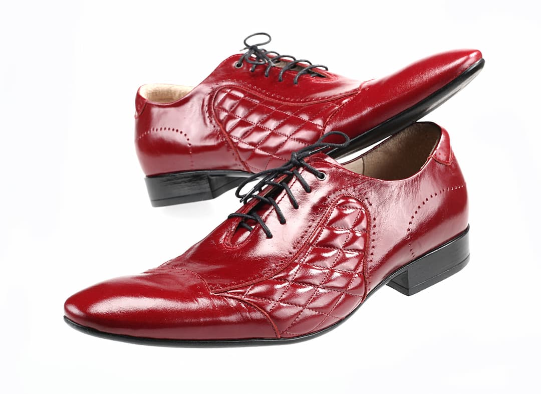 Eleganckie Męskie Obuwie Skórzane - Czerwony WYPRZEDAŻ