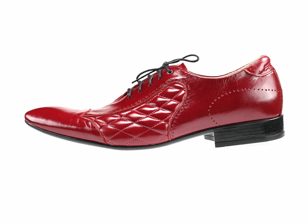 Eleganckie Męskie Obuwie Skórzane - Czerwony WYPRZEDAŻ - obrazek 2