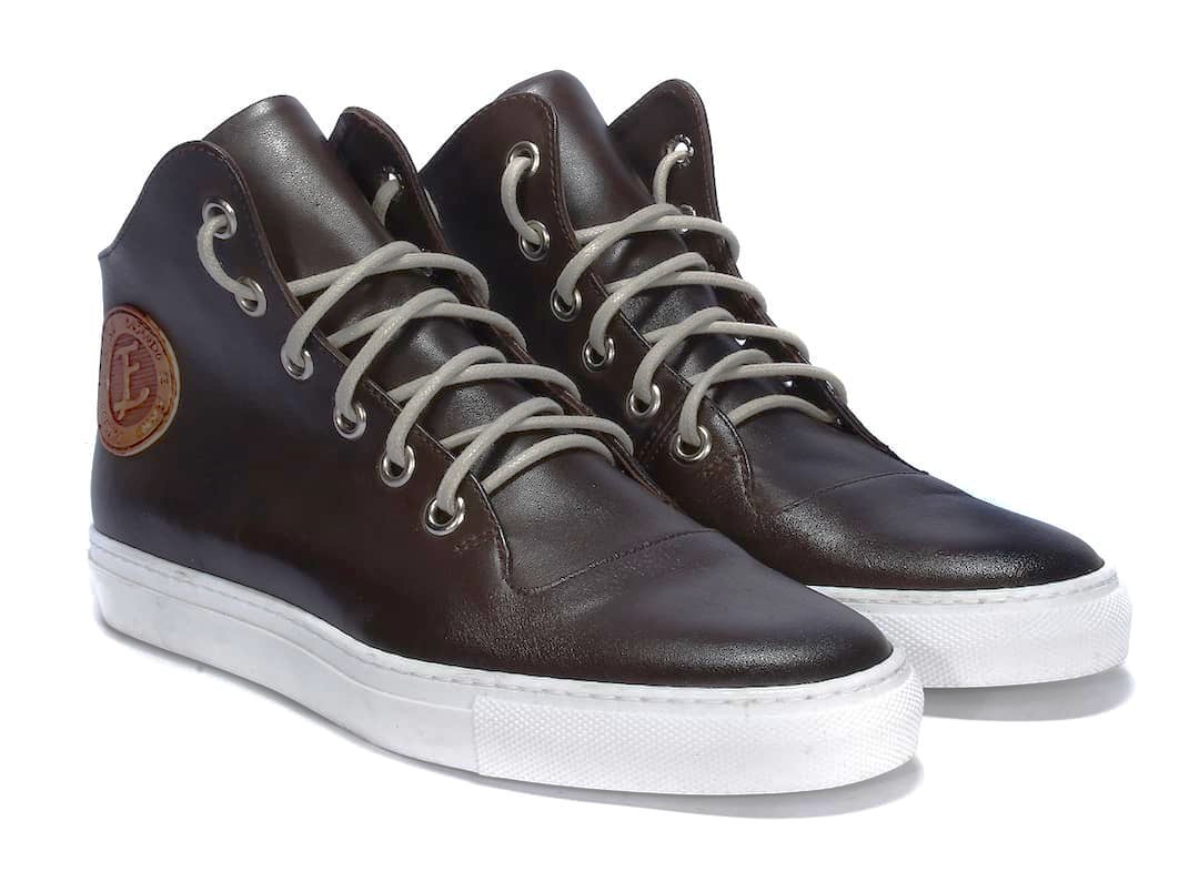 Trampki Męskie Skórzane Ciemny Brąz Charlie